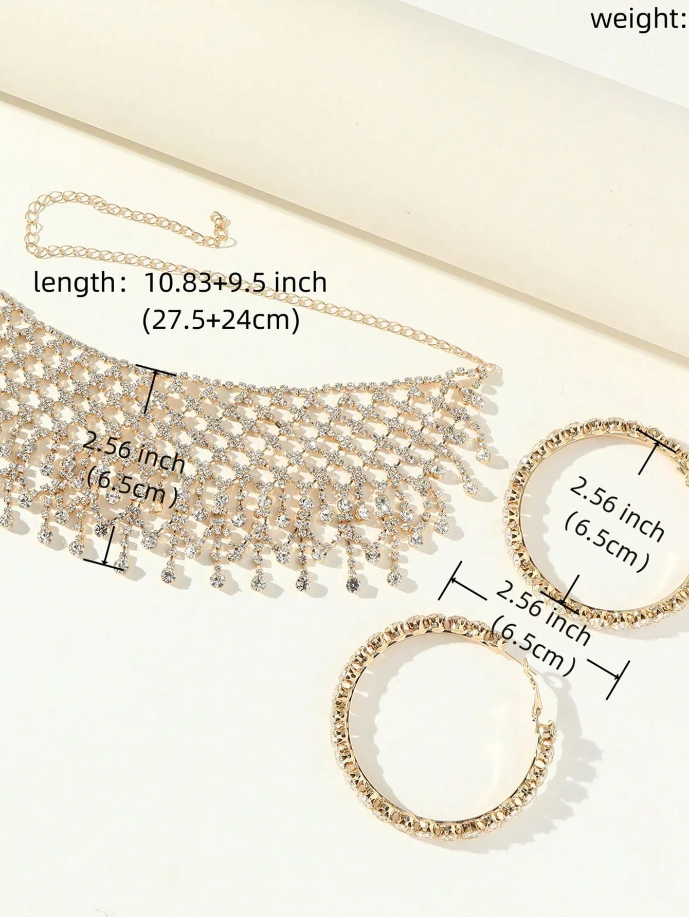 Chunky Tassel Punk Gothic  Necklaces With Geometric Dangle Earrings Set