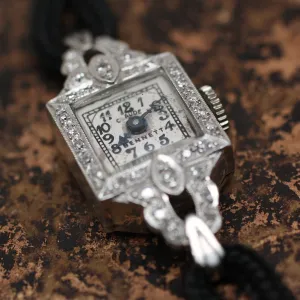 Circa 1920 Handmade Platinum & Diamond Watch