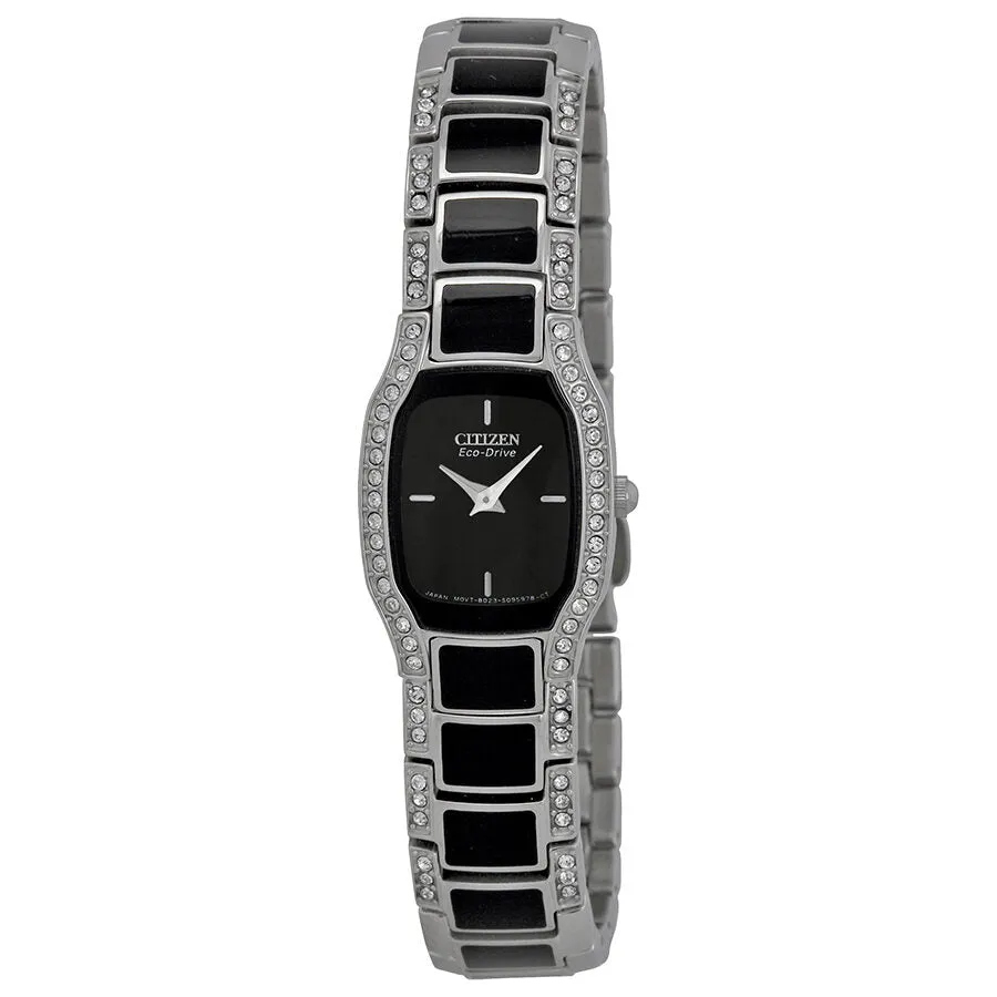 Citizen Normandie Eco-Drive Black Dial Crystal Ladies Watch EW9780-57E