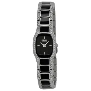 Citizen Normandie Eco-Drive Black Dial Crystal Ladies Watch EW9780-57E