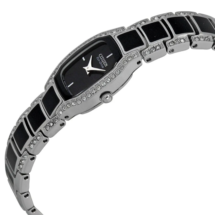Citizen Normandie Eco-Drive Black Dial Crystal Ladies Watch EW9780-57E