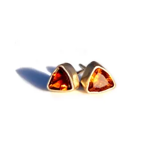 Citrine Trillion Stud Earrings in gold