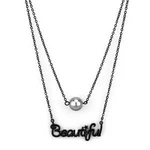 CJ2628 Wholesale Women's Stainless Steel IP Black Synthetic Gray Beautiful Necklace