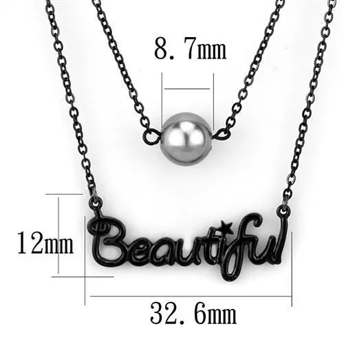 CJ2628 Wholesale Women's Stainless Steel IP Black Synthetic Gray Beautiful Necklace