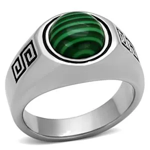 CJG2252 Stainless Steel  MALACHITE Ring