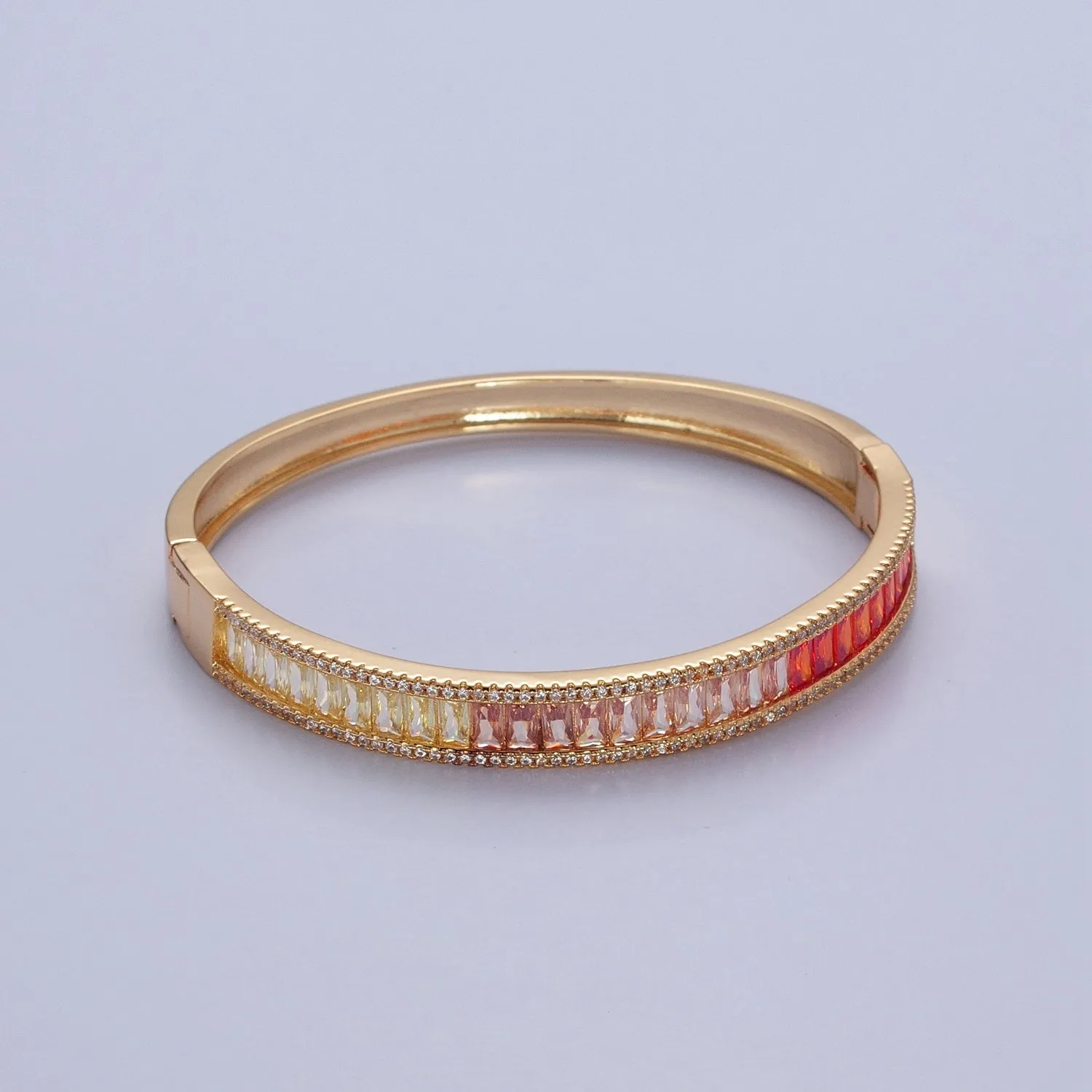 Clearance Pricing BLOWOUT 24K Gold Filled Gradient Baguette CZ  Bracelet Bangle, Ombre Tennis Bracelet  WA-978 WA-979 WA-980 WA-981