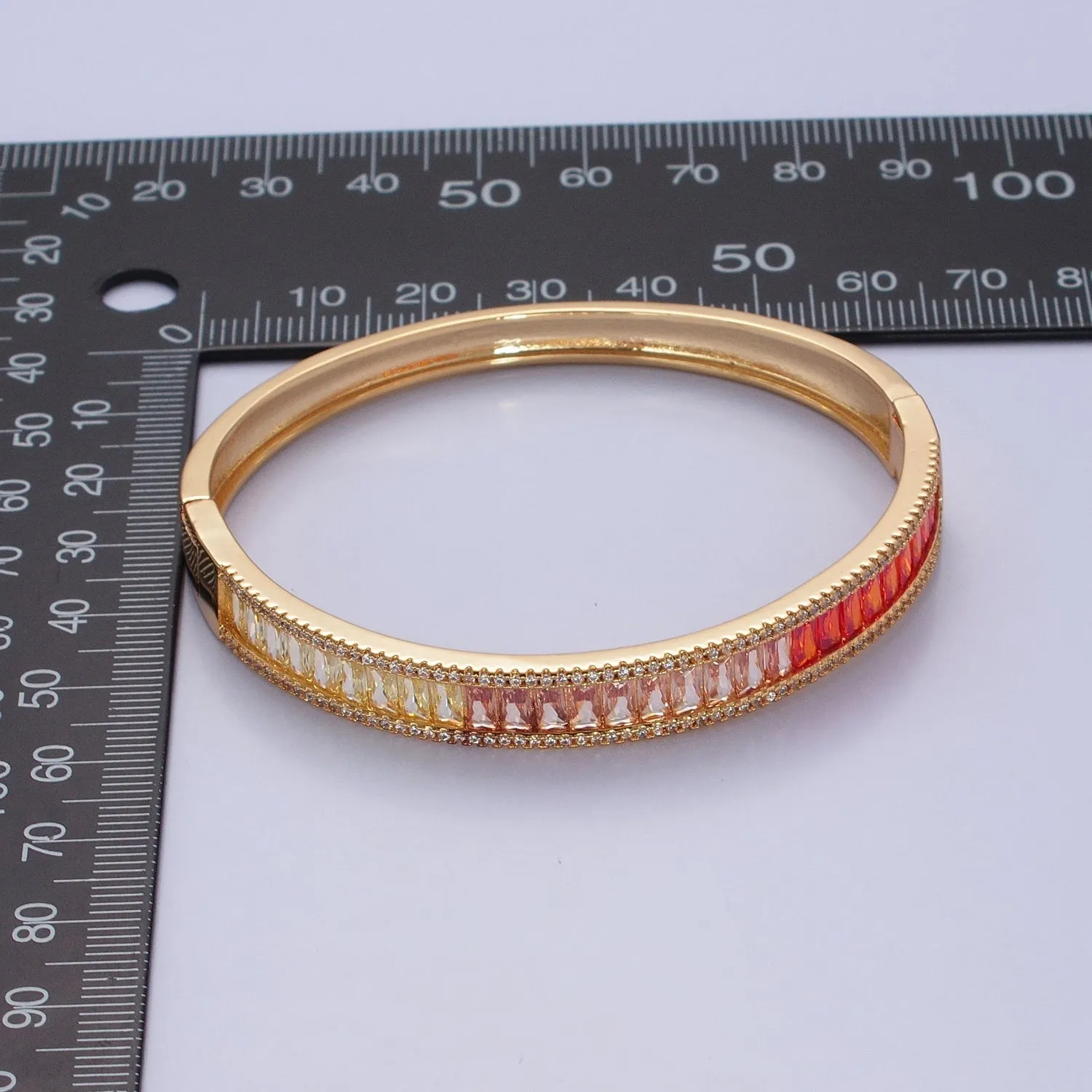 Clearance Pricing BLOWOUT 24K Gold Filled Gradient Baguette CZ  Bracelet Bangle, Ombre Tennis Bracelet  WA-978 WA-979 WA-980 WA-981