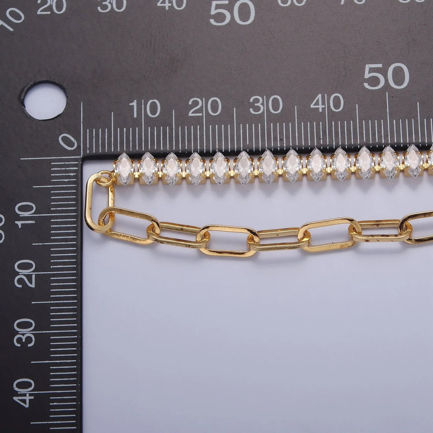Clearance Pricing BLOWOUT Half Tennis Half Paperclip Bracelet, Tennis Bracelet, CZ Tennis Bracelet, Paperclip Bracelet, Link Bracelet WA-955 WA-956