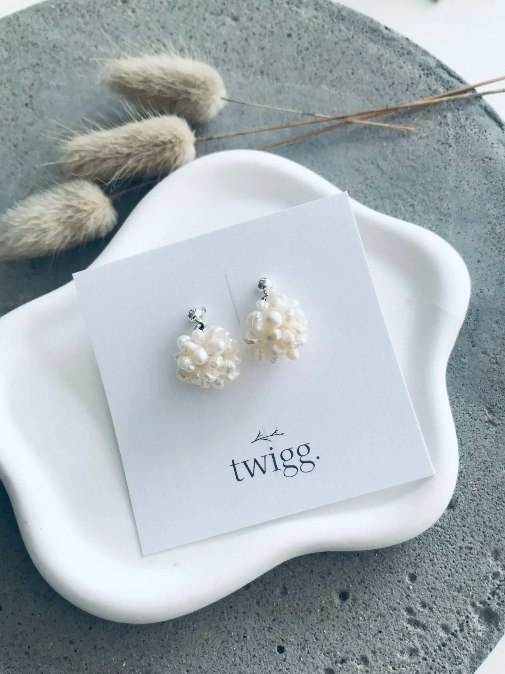 Clustered Pearl Stud Earrings