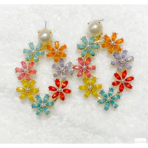 Color with Pearl Earrings