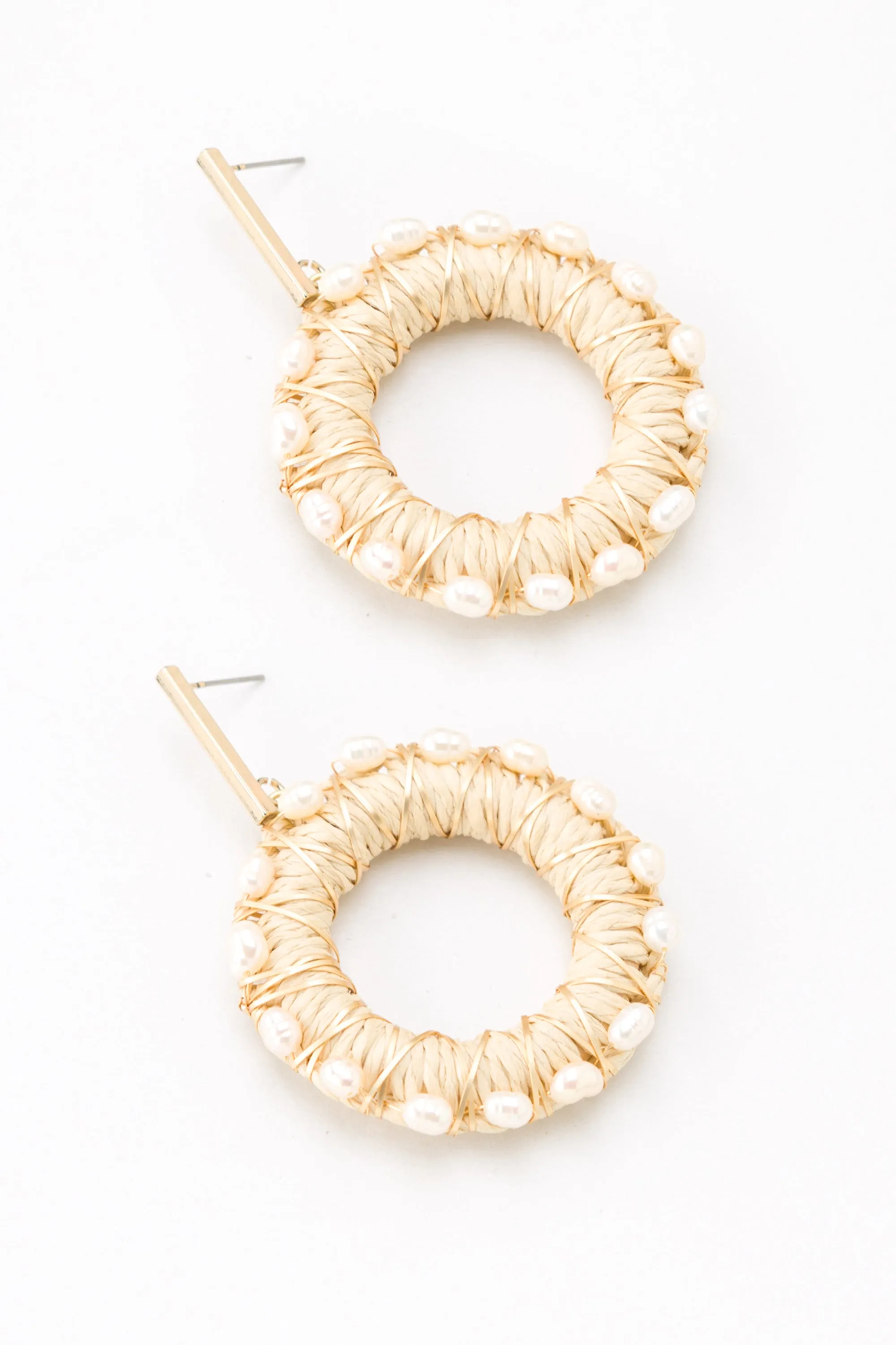 Corazon Rattan Pearl Drop Earrings