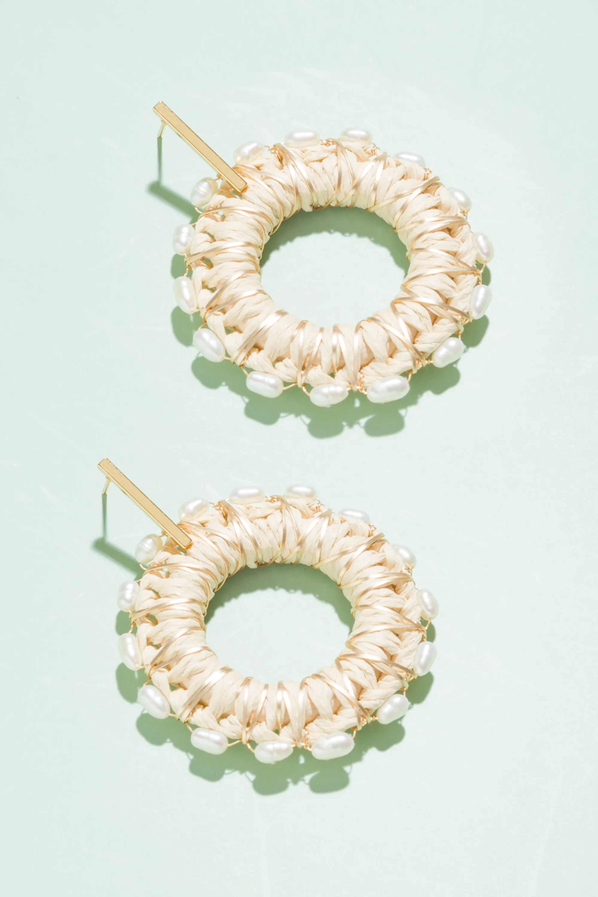 Corazon Rattan Pearl Drop Earrings
