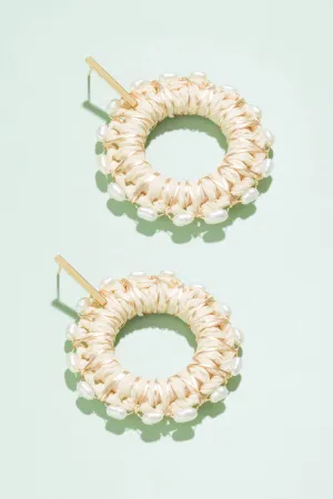 Corazon Rattan Pearl Drop Earrings