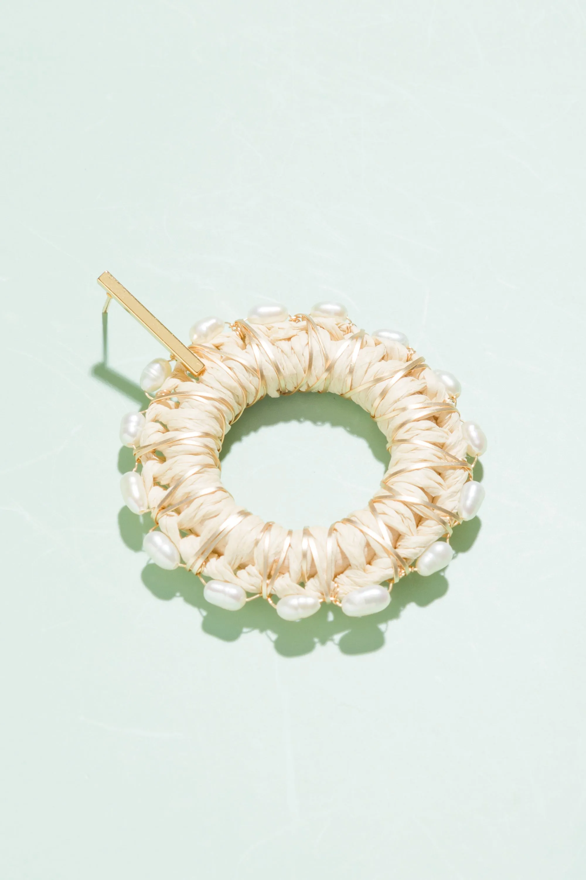 Corazon Rattan Pearl Drop Earrings