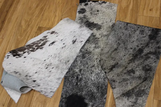 COWHIDE SCRAPS - Assorted Hair On Cowhide Colors & Shapes 6"x4" - 8''x6" - 12"x6" approx. - Free Shipping
