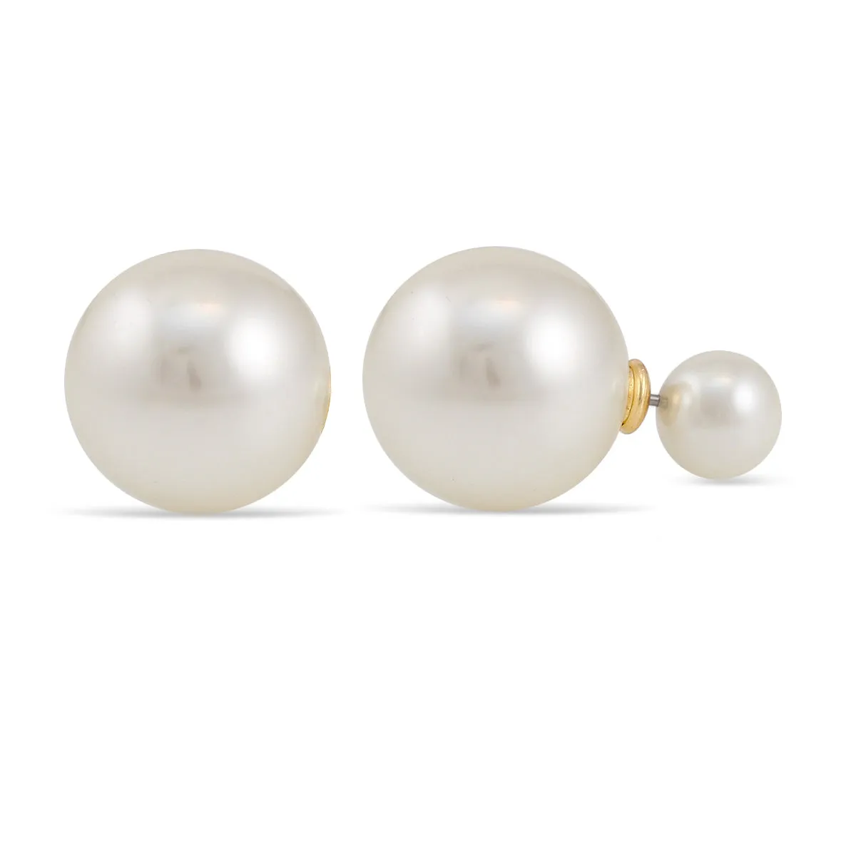 CREAM PEARL DOUBBLE FACED STUD EARRINGS#HNE88716CM(TB1)