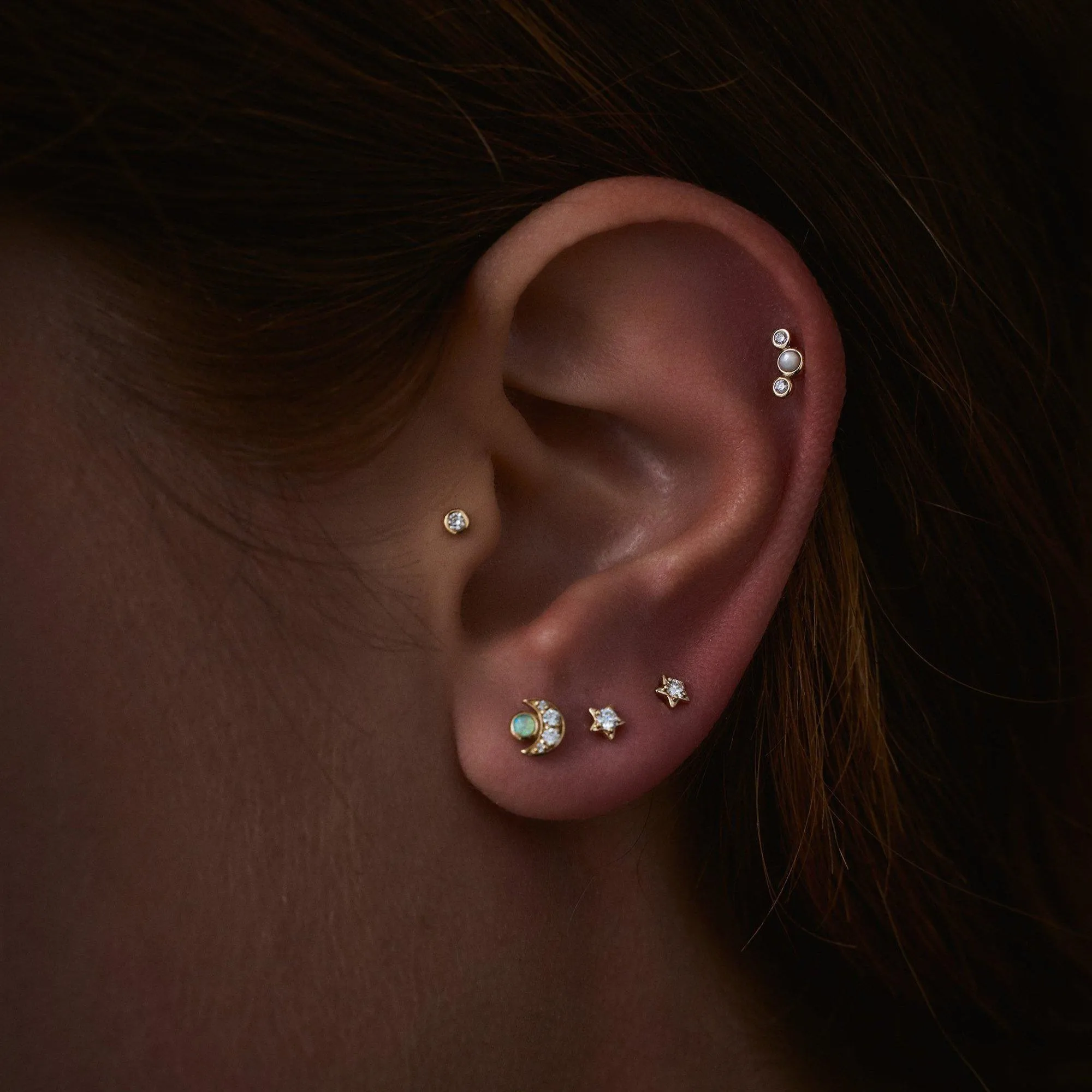 Crescent Cluster Stud
