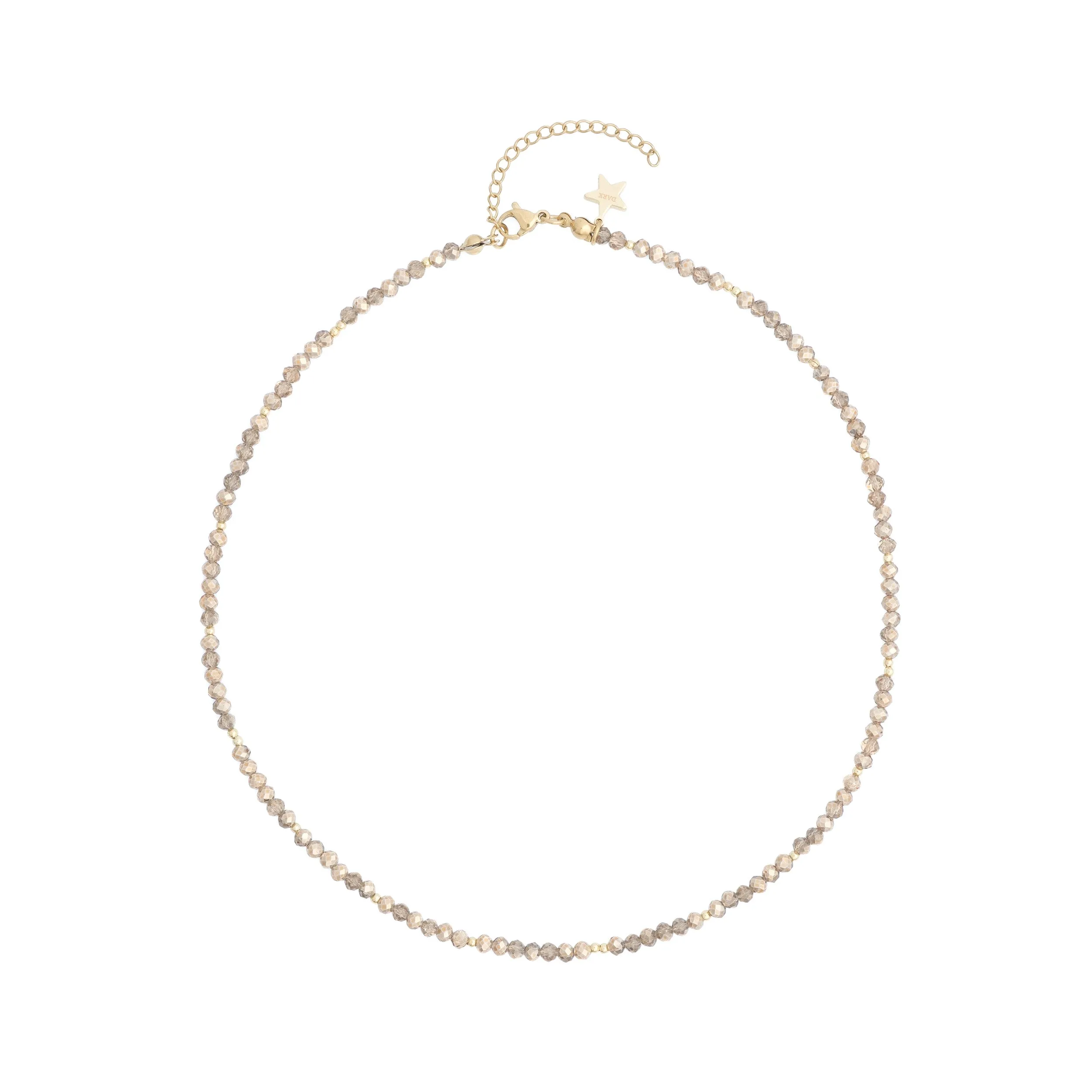 CRYSTAL BEAD NECKLACE 3 MM SPARKLED CAMEL