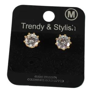 Cubic Zirconia 8 MM Round Stud Earring