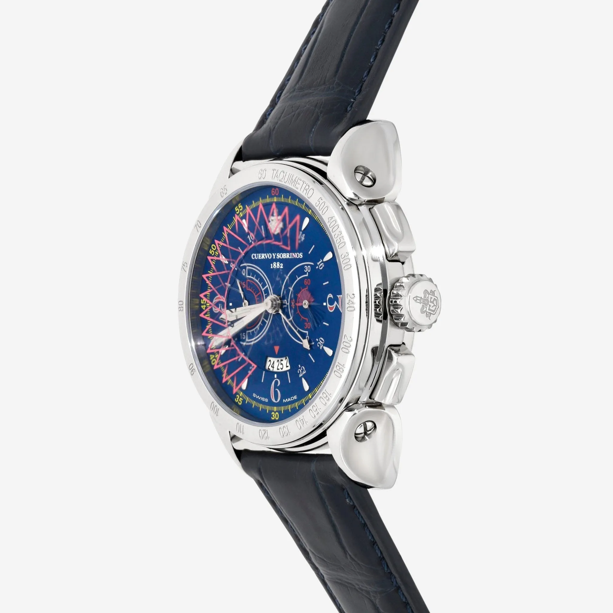 Cuervo Y Sobrinos Historiador Vuelo 44mm Stainless Steel Automatic Men's Watch 3201.1B