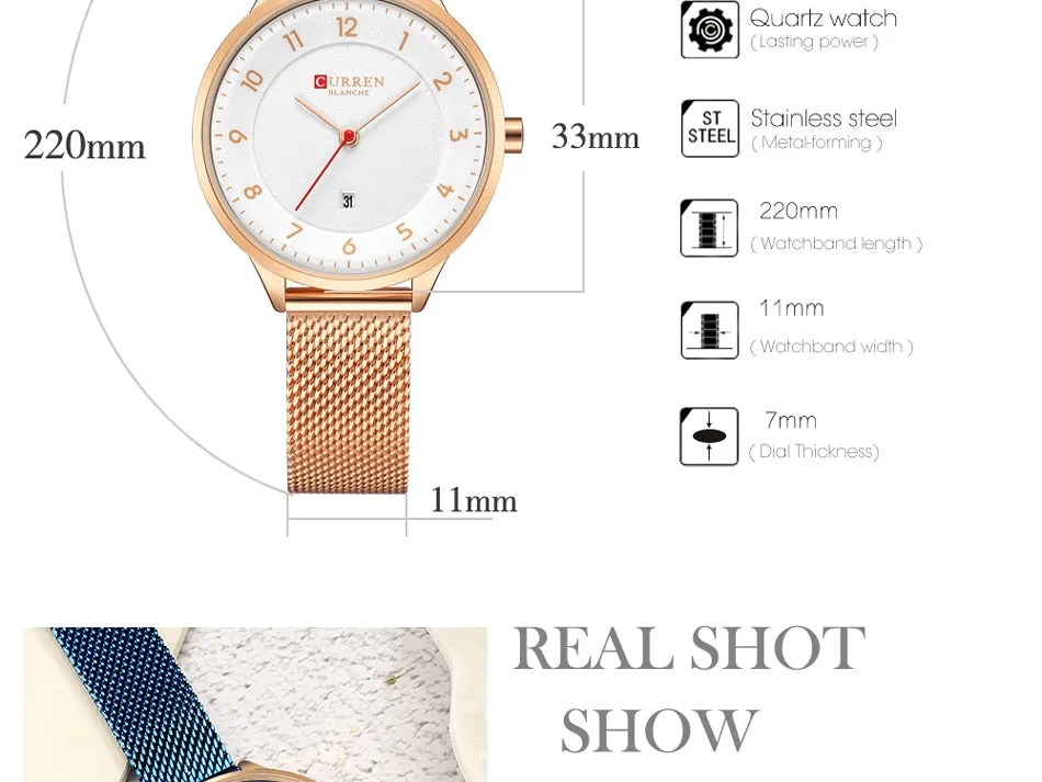 CURREN Women Watches Fashion Rose Gold Quartz Watch Ladies Top Brand Luxury Women&#39;s Casual Wristwatches Female Clock Reloj Mujer