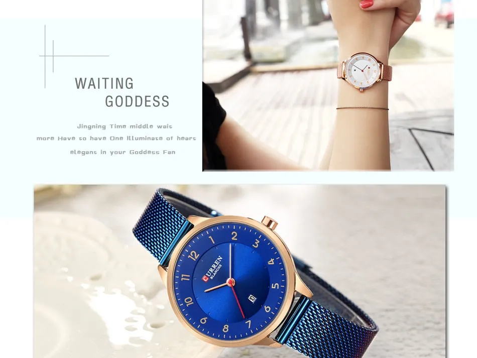 CURREN Women Watches Fashion Rose Gold Quartz Watch Ladies Top Brand Luxury Women&#39;s Casual Wristwatches Female Clock Reloj Mujer