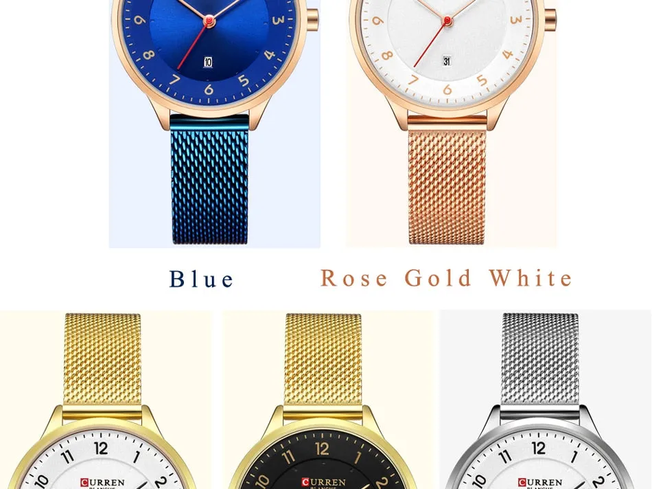CURREN Women Watches Fashion Rose Gold Quartz Watch Ladies Top Brand Luxury Women&#39;s Casual Wristwatches Female Clock Reloj Mujer