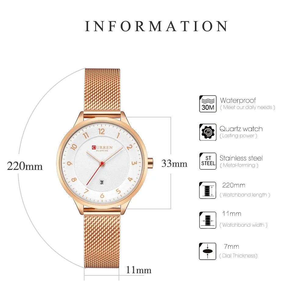 CURREN Women Watches Fashion Rose Gold Quartz Watch Ladies Top Brand Luxury Women&#39;s Casual Wristwatches Female Clock Reloj Mujer