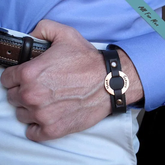 Custom Mens Leather Bracelets -  Leather Cuff for Him