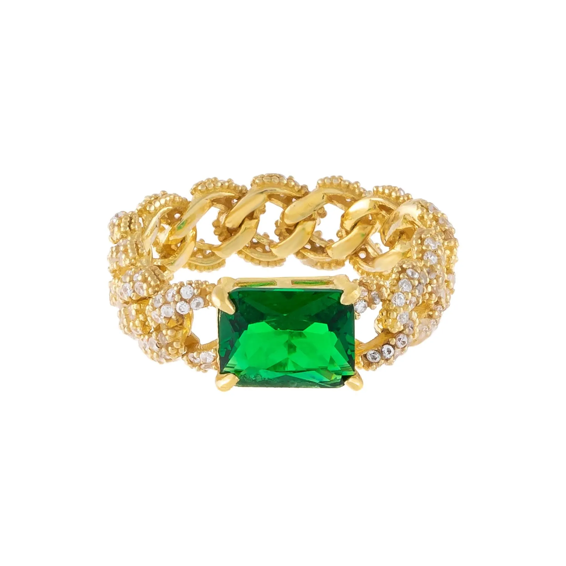 CZ Baguette Chain Link Ring