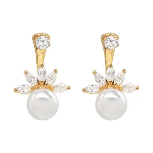 CZ/ Pearl Ear Jacket Earrings