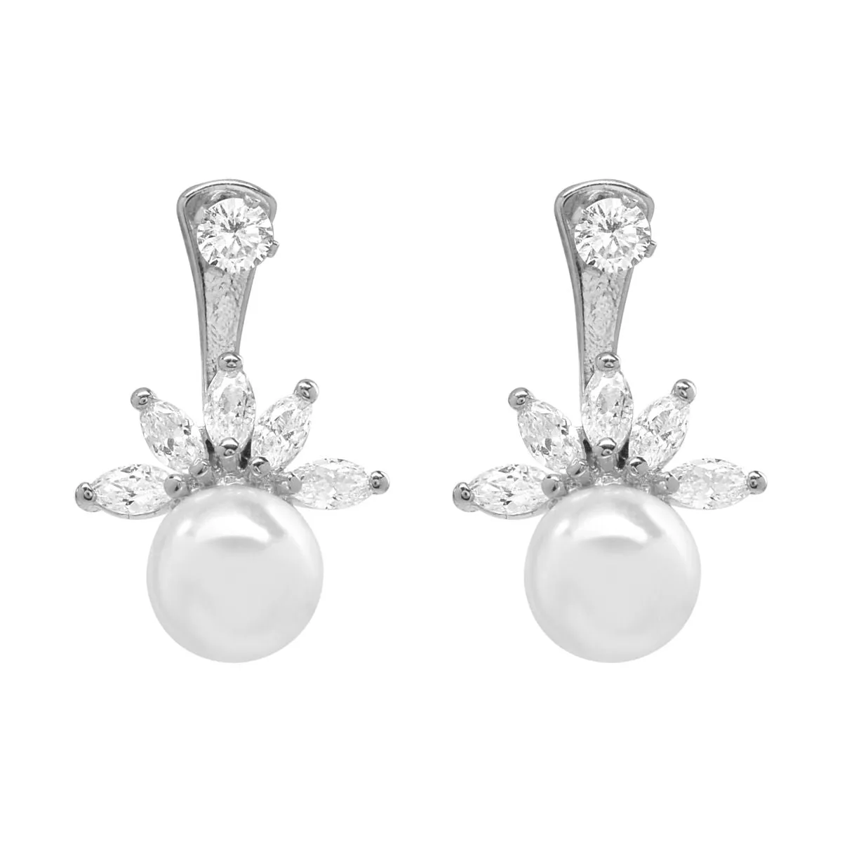 CZ/ Pearl Ear Jacket Earrings