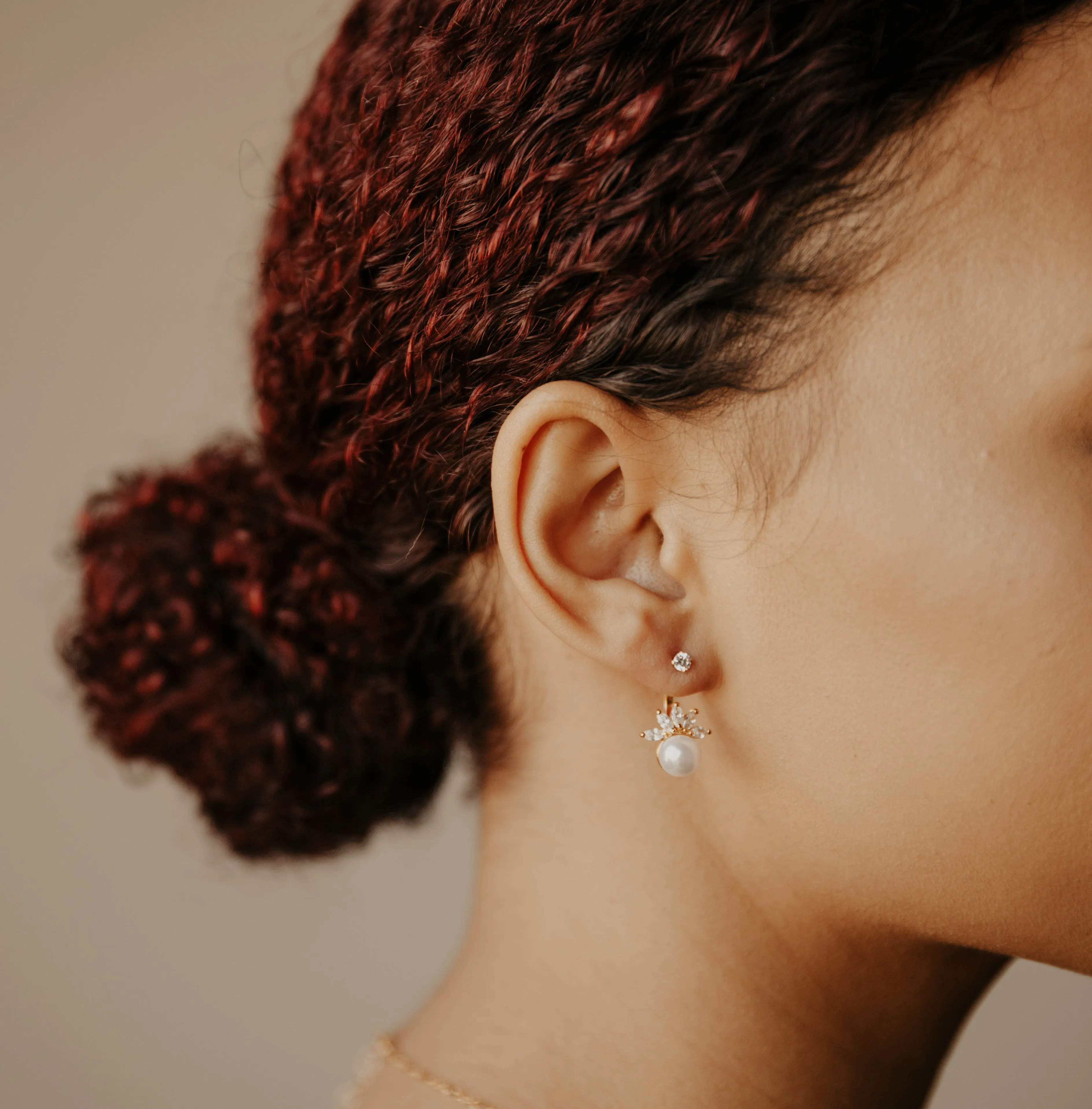 CZ/ Pearl Ear Jacket Earrings