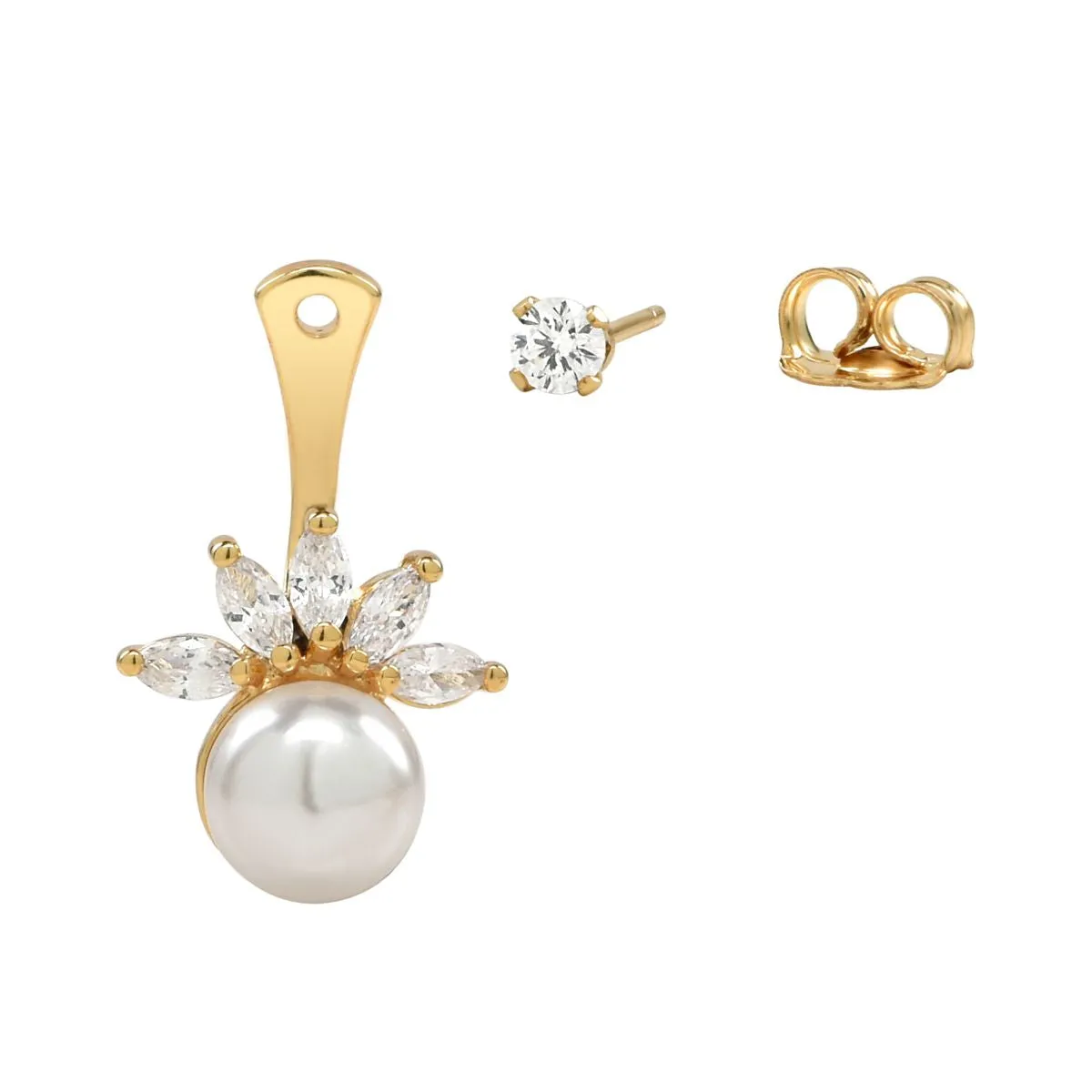 CZ/ Pearl Ear Jacket Earrings