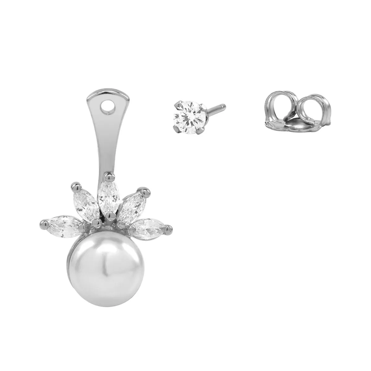 CZ/ Pearl Ear Jacket Earrings