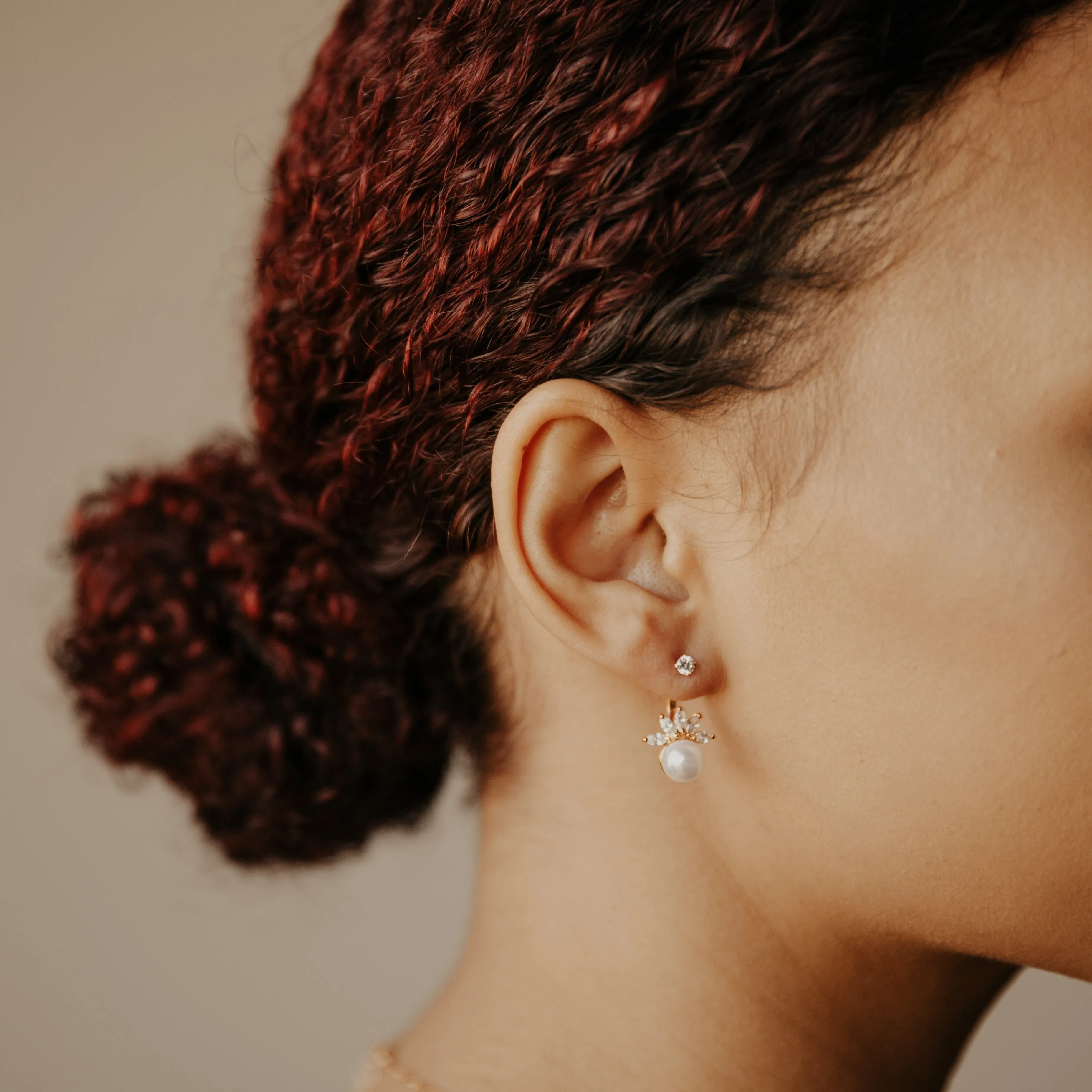 CZ/ Pearl Ear Jacket Earrings