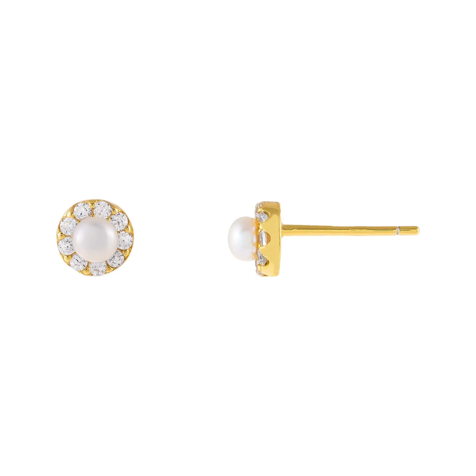 CZ Pearl Round Stud Earring