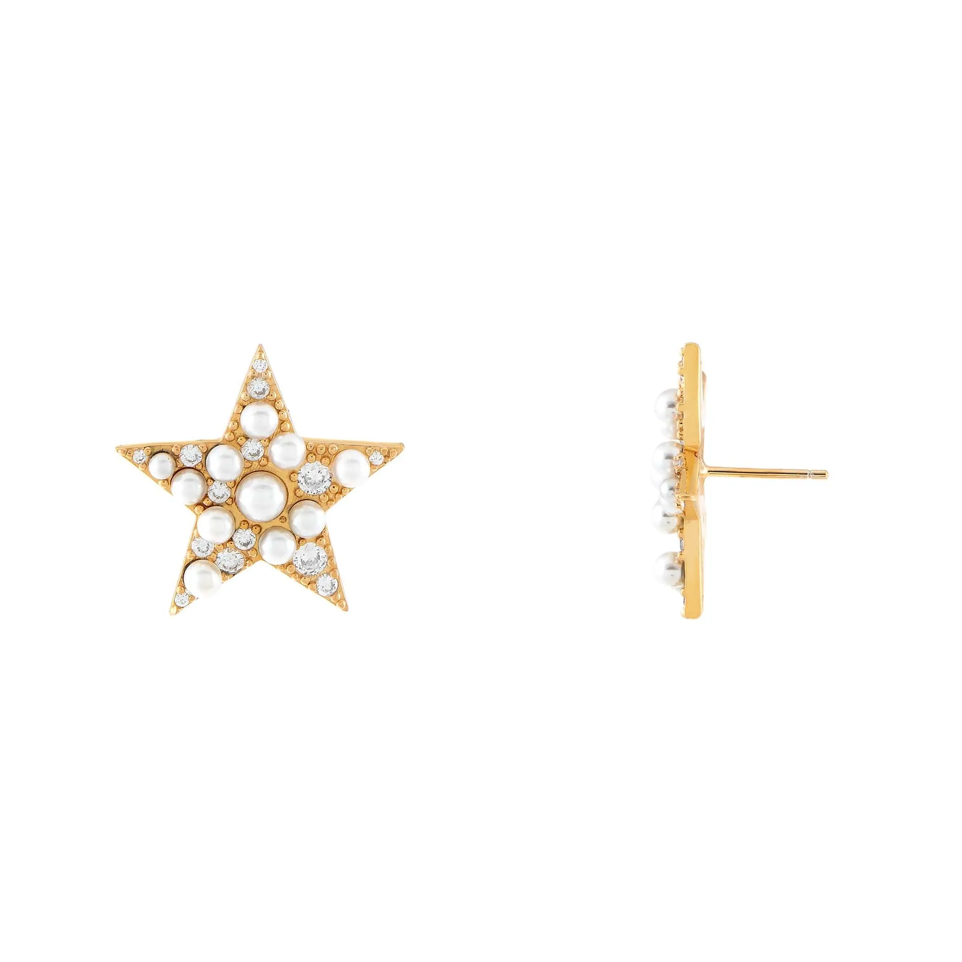 CZ Pearl Star Stud Earring