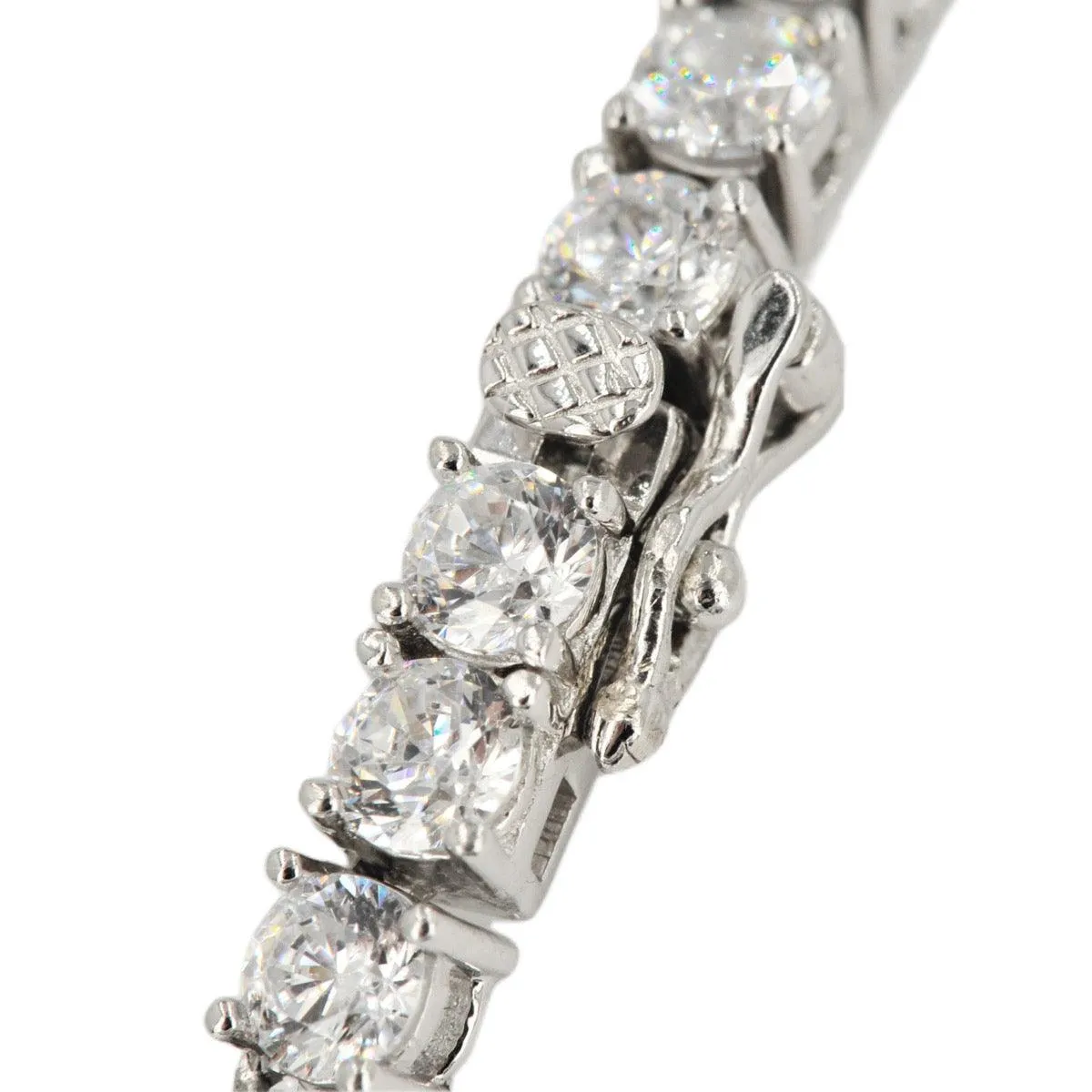 CZ SILVER TENNIS CHOKER 18" - 24" NECKLACE