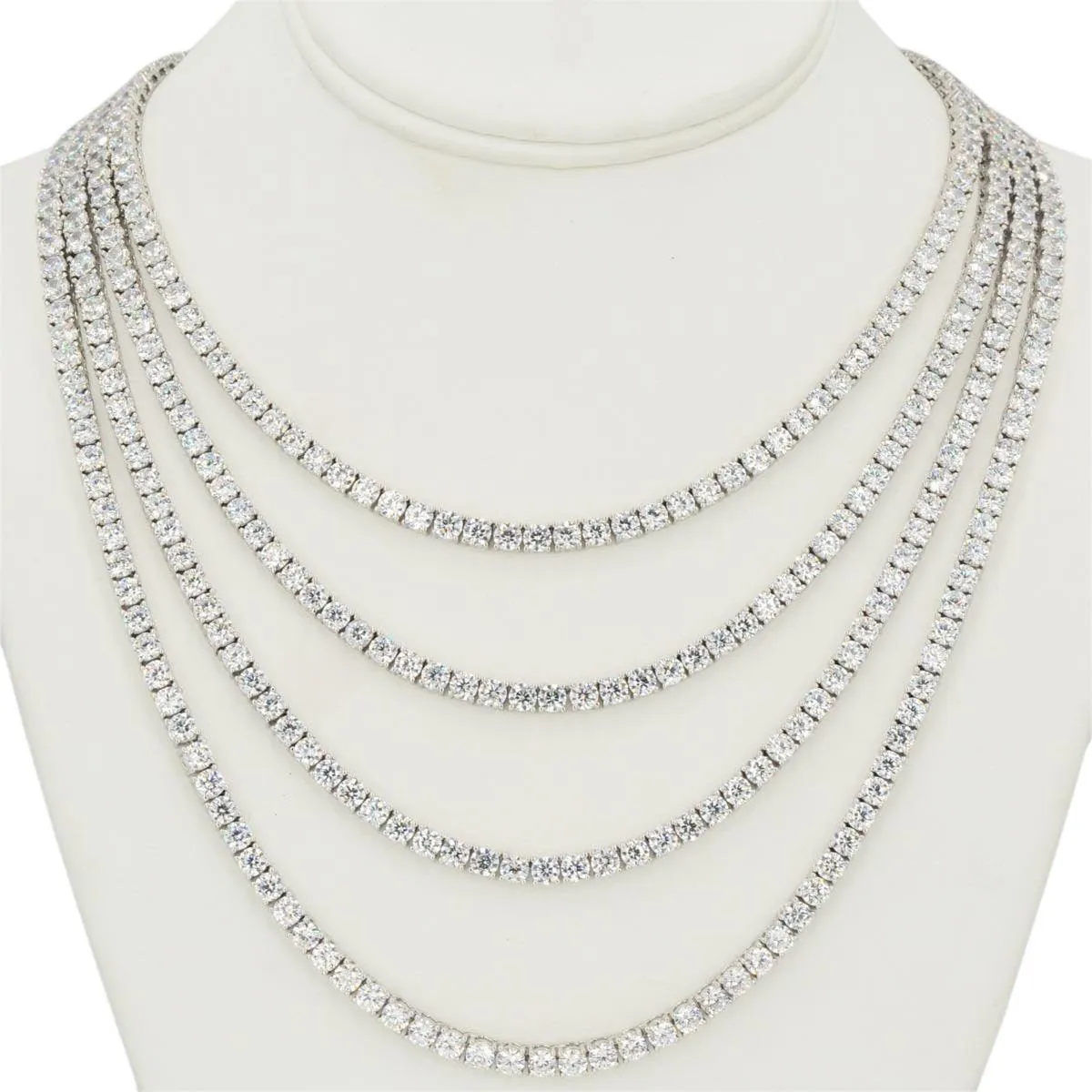 CZ SILVER TENNIS CHOKER 18" - 24" NECKLACE