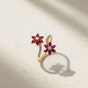 Daffodil Garden Ruby and Diamond Bypass Ring