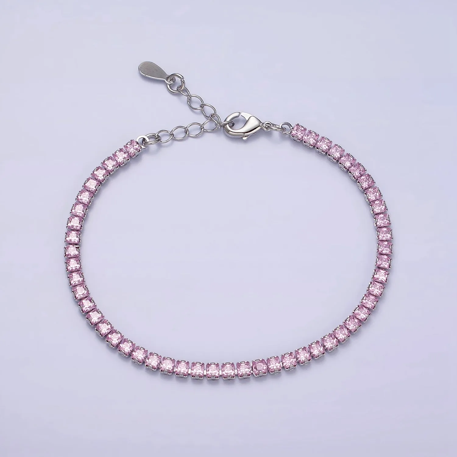 Dainty Gold Tennis Bracelet Clear Pink Green Cubic Zirconia Tennis Bracelet Minimalist Jewelry WA1797 - WA1802