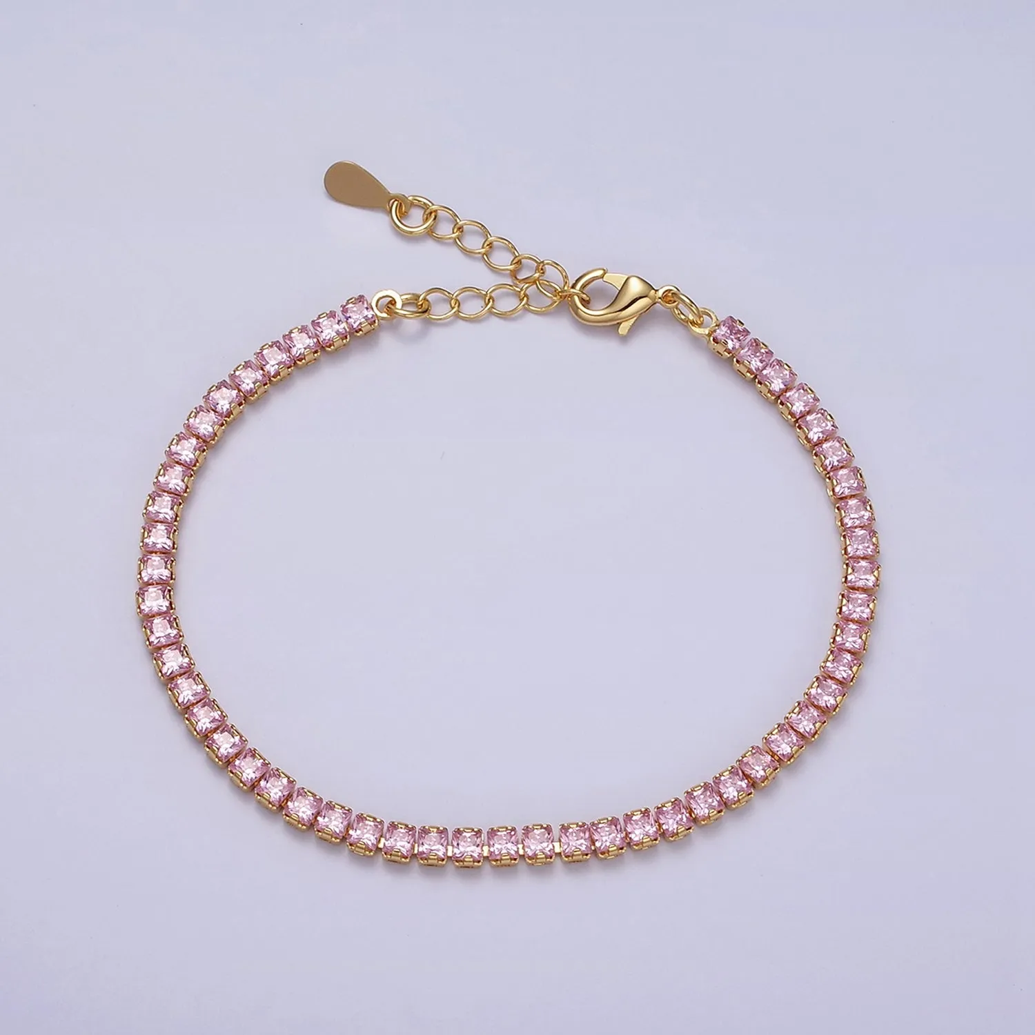 Dainty Gold Tennis Bracelet Clear Pink Green Cubic Zirconia Tennis Bracelet Minimalist Jewelry WA1797 - WA1802
