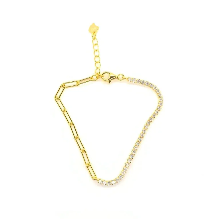 Dale 1/2 Tennis & 1/2 Paperclip Bracelet
