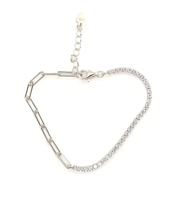 Dale 1/2 Tennis & 1/2 Paperclip Bracelet
