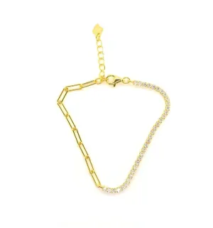 Dale 1/2 Tennis & 1/2 Paperclip Bracelet