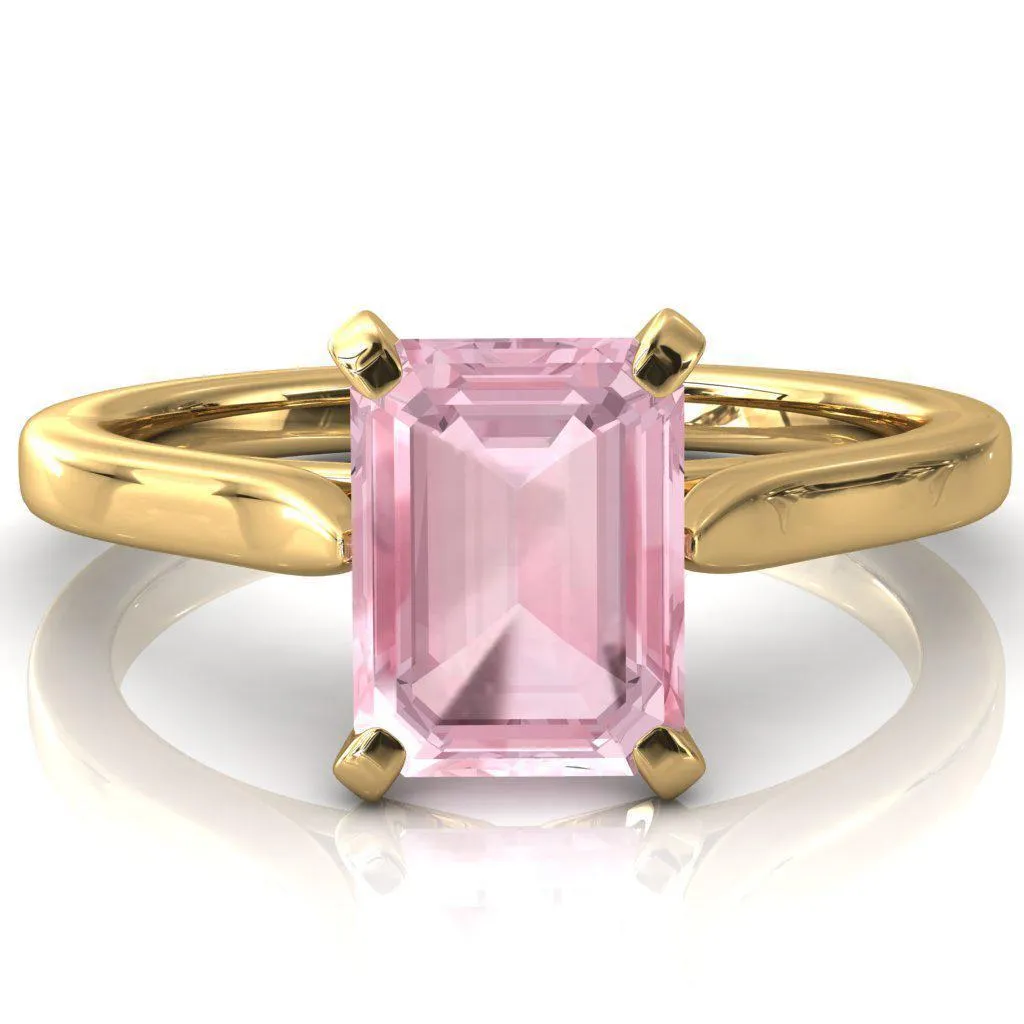 Darci Emerald Pink Sapphire 4 Prong Cathedral Solitaire Engagement Ring