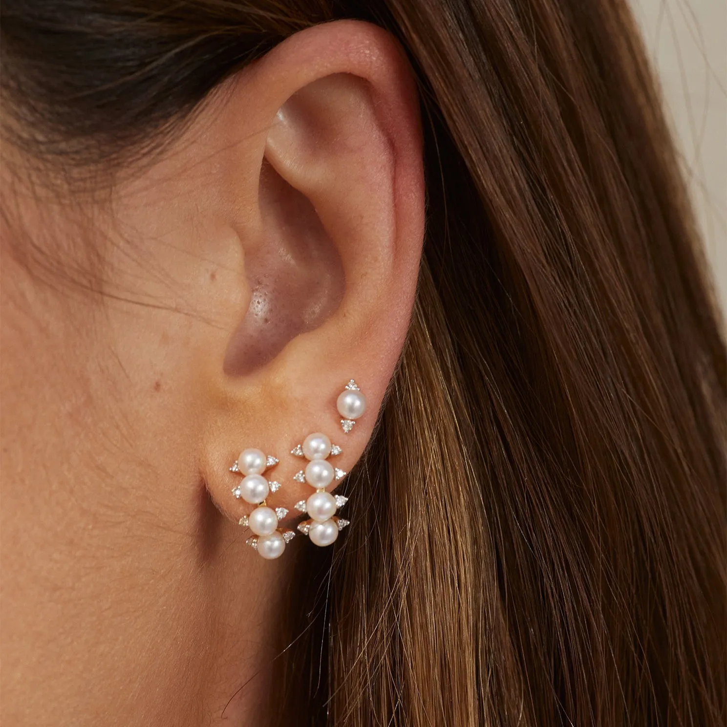 Diamond & Pearl Stud Earring