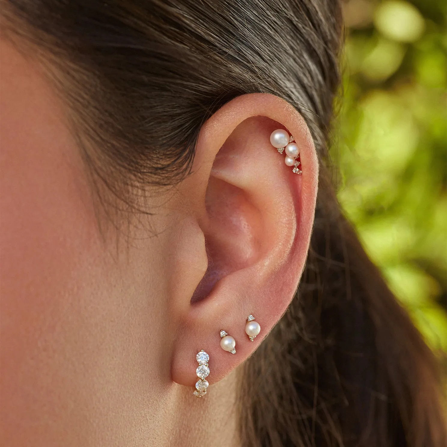 Diamond & Pearl Stud Earring