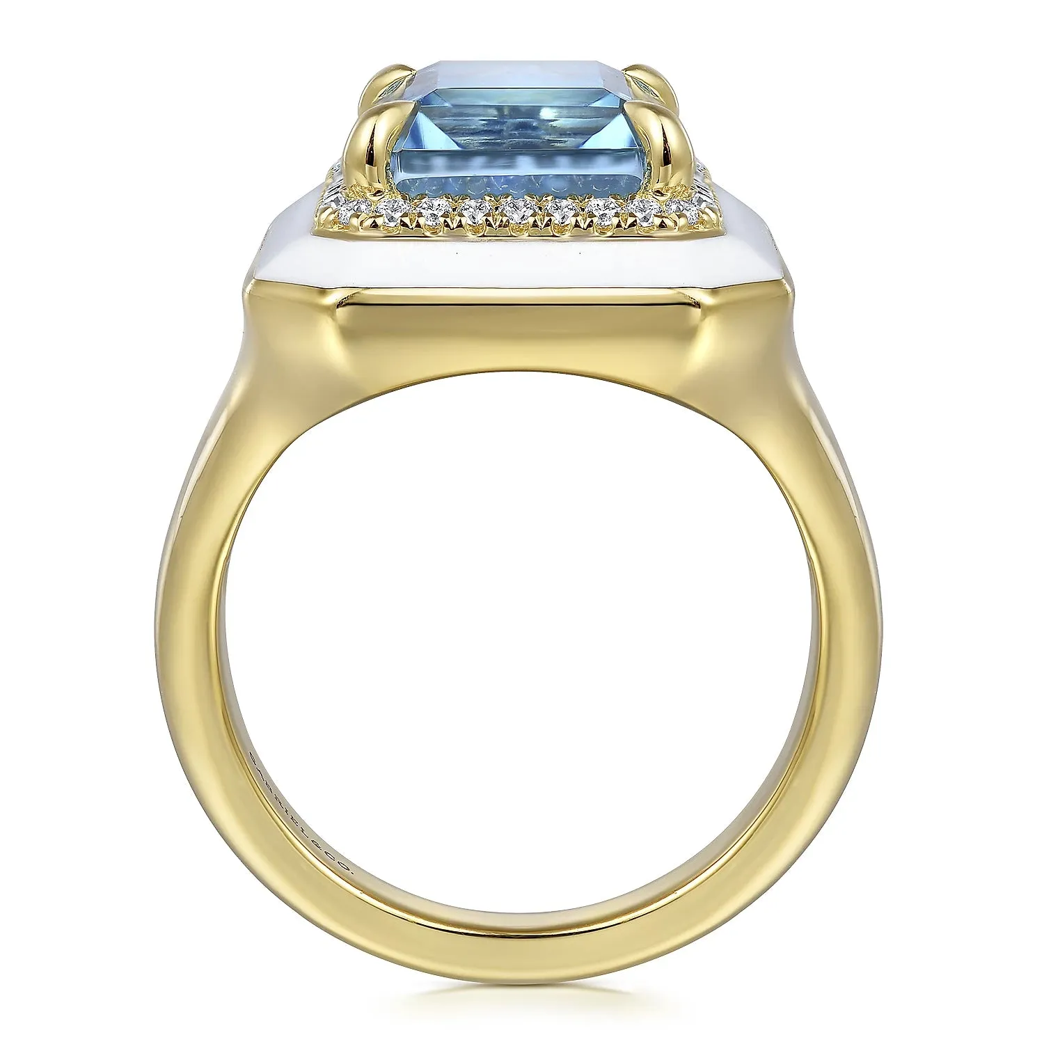Diamond and Blue Topaz Emerald Cut Ring